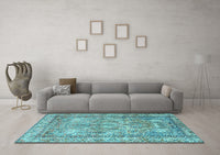 Machine Washable Persian Light Blue Traditional Rug, wshtr4289lblu