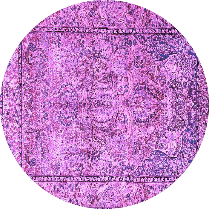 Round Machine Washable Persian Purple Traditional Area Rugs, wshtr4289pur