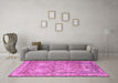 Machine Washable Persian Pink Traditional Rug in a Living Room, wshtr4289pnk