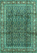 Machine Washable Persian Turquoise Traditional Area Rugs, wshtr428turq