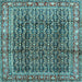 Square Machine Washable Persian Light Blue Traditional Rug, wshtr428lblu