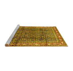 Sideview of Machine Washable Persian Yellow Traditional Rug, wshtr428yw