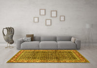 Machine Washable Persian Yellow Traditional Rug, wshtr428yw