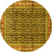 Round Persian Yellow Traditional Rug, tr428yw