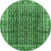 Round Persian Emerald Green Traditional Rug, tr428emgrn
