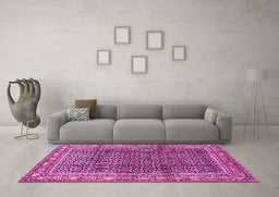 Machine Washable Persian Pink Traditional Rug in a Living Room, wshtr428pnk