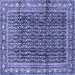 Square Machine Washable Persian Blue Traditional Rug, wshtr428blu