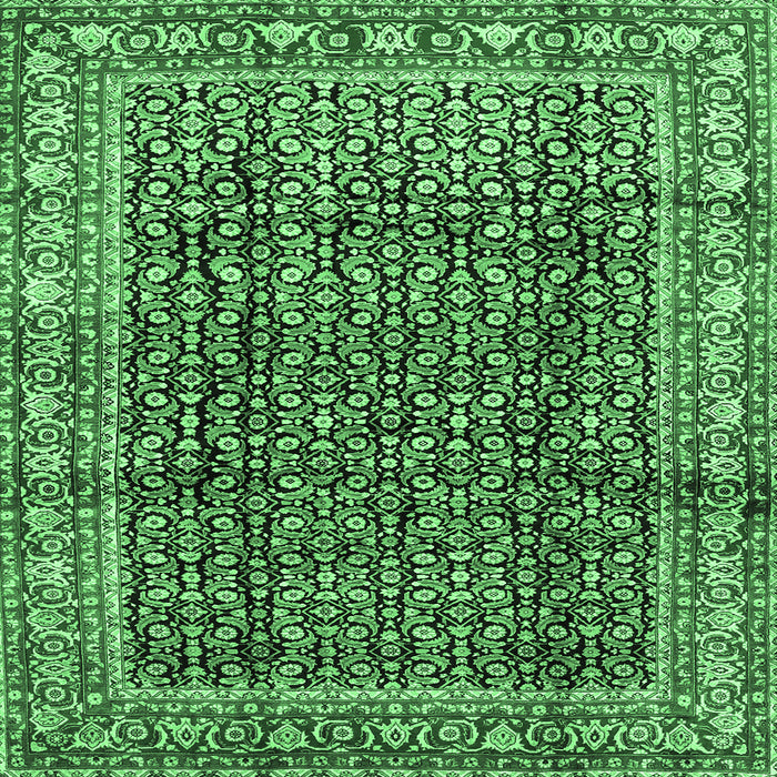 Square Persian Emerald Green Traditional Rug, tr428emgrn