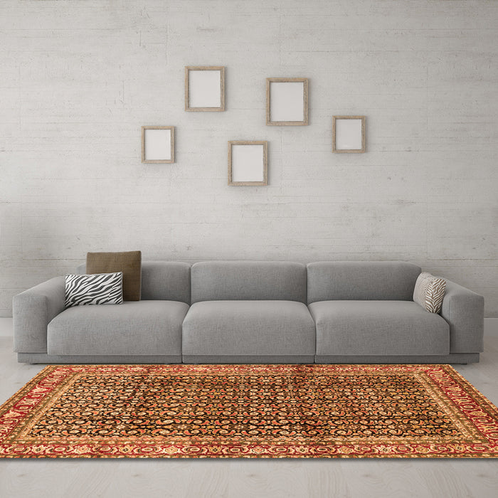 Machine Washable Persian Orange Traditional Area Rugs in a Living Room, wshtr428org