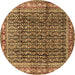 Round Machine Washable Persian Brown Traditional Rug, wshtr428brn