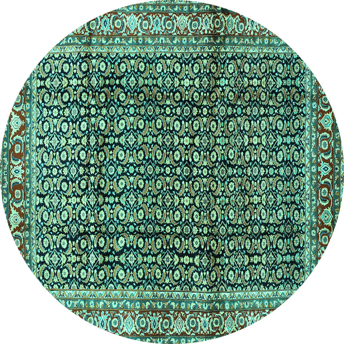 Round Persian Turquoise Traditional Rug, tr428turq