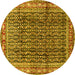 Round Machine Washable Persian Yellow Traditional Rug, wshtr428yw