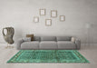 Machine Washable Persian Turquoise Traditional Area Rugs in a Living Room,, wshtr428turq