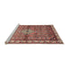 Sideview of Machine Washable Traditional Brown Red Rug, wshtr429