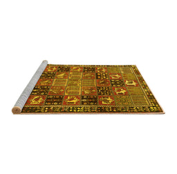 Sideview of Machine Washable Persian Yellow Traditional Rug, wshtr4290yw