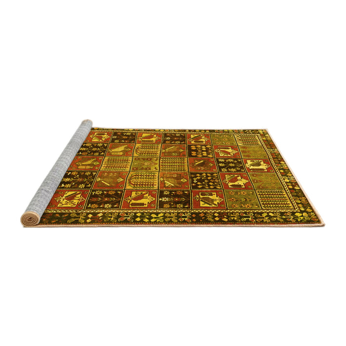 Sideview of Machine Washable Persian Yellow Traditional Rug, wshtr4290yw