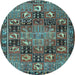 Round Machine Washable Persian Light Blue Traditional Rug, wshtr4290lblu