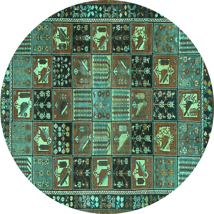Round Persian Turquoise Traditional Rug, tr4290turq