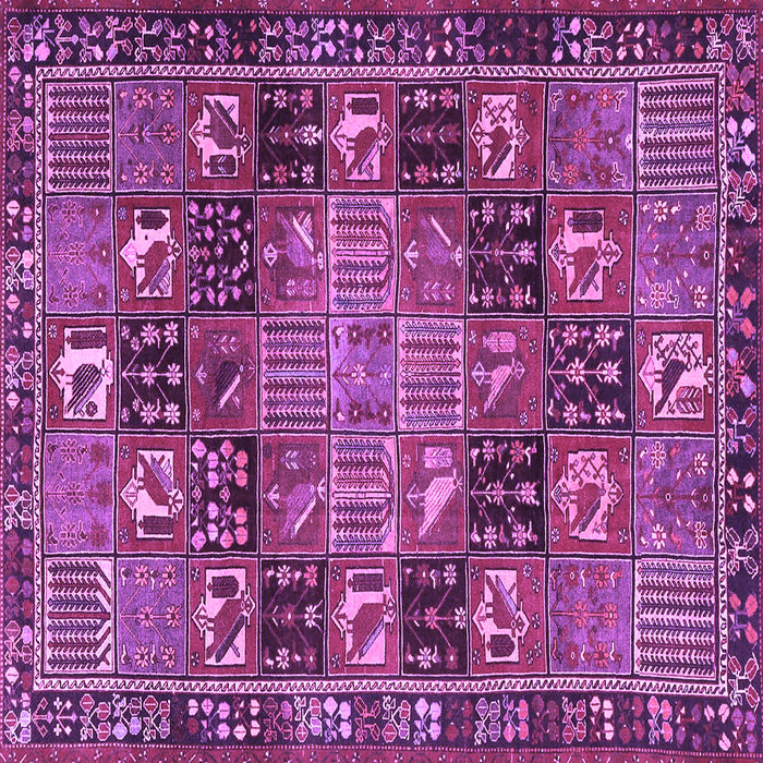 Square Machine Washable Persian Purple Traditional Area Rugs, wshtr4290pur