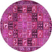 Round Machine Washable Persian Pink Traditional Rug, wshtr4290pnk