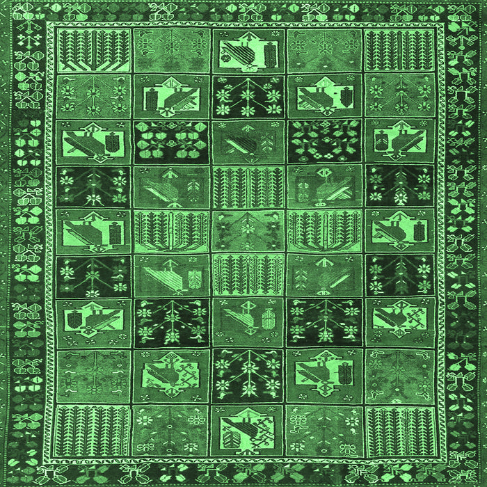 Square Persian Emerald Green Traditional Rug, tr4290emgrn