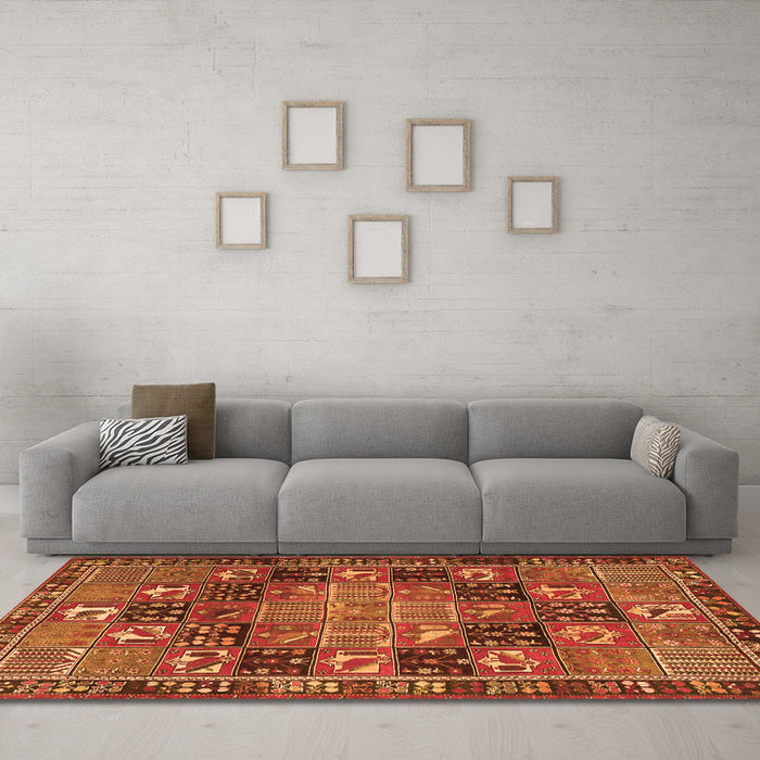Machine Washable Persian Orange Traditional Area Rugs in a Living Room, wshtr4290org