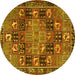 Round Machine Washable Persian Yellow Traditional Rug, wshtr4290yw