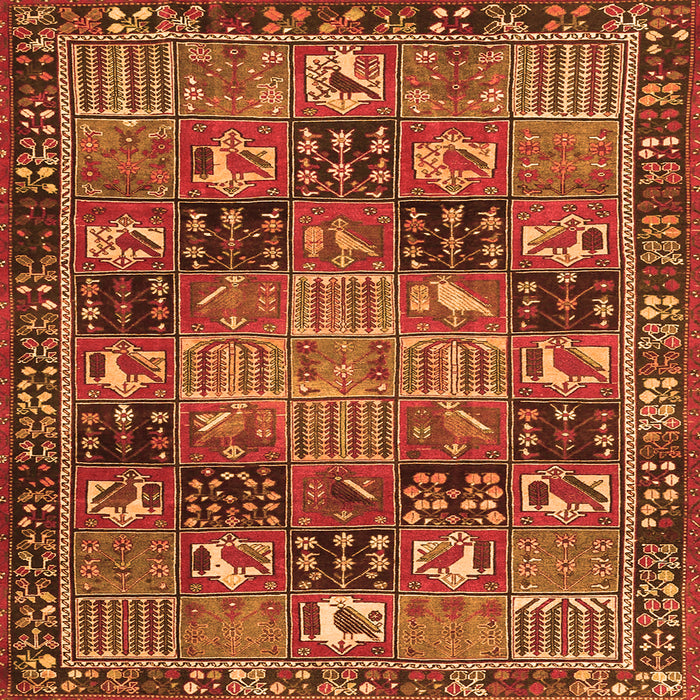 Round Machine Washable Persian Orange Traditional Area Rugs, wshtr4290org