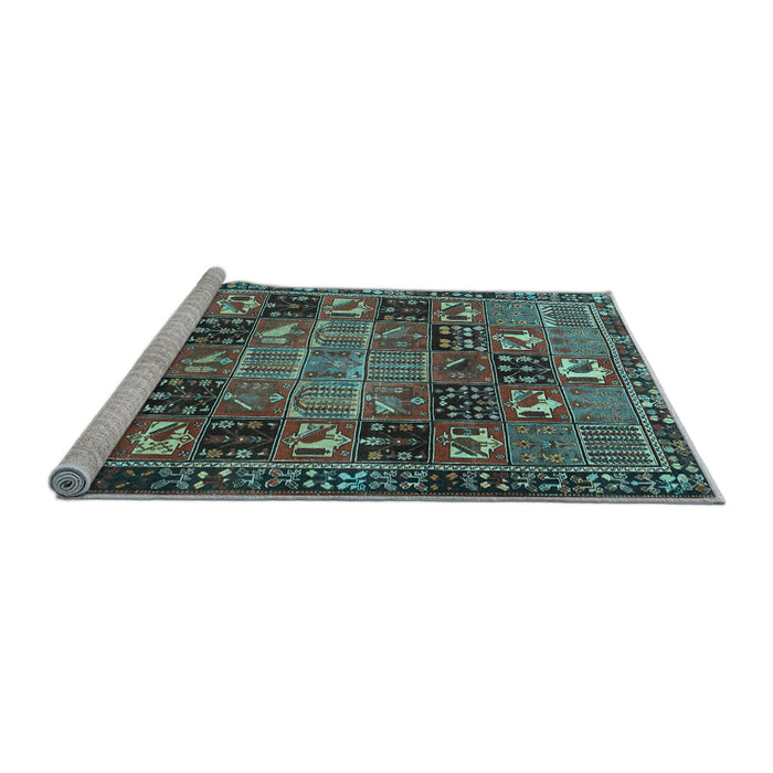 Sideview of Machine Washable Persian Light Blue Traditional Rug, wshtr4290lblu