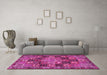 Machine Washable Persian Pink Traditional Rug in a Living Room, wshtr4290pnk