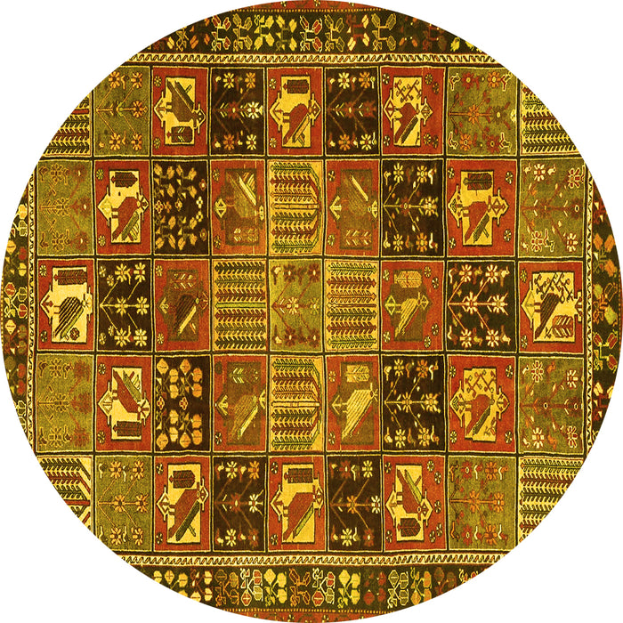 Round Persian Yellow Traditional Rug, tr4290yw