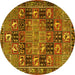 Round Persian Yellow Traditional Rug, tr4290yw