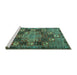 Sideview of Machine Washable Persian Turquoise Traditional Area Rugs, wshtr4290turq