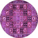 Round Machine Washable Persian Purple Traditional Area Rugs, wshtr4290pur