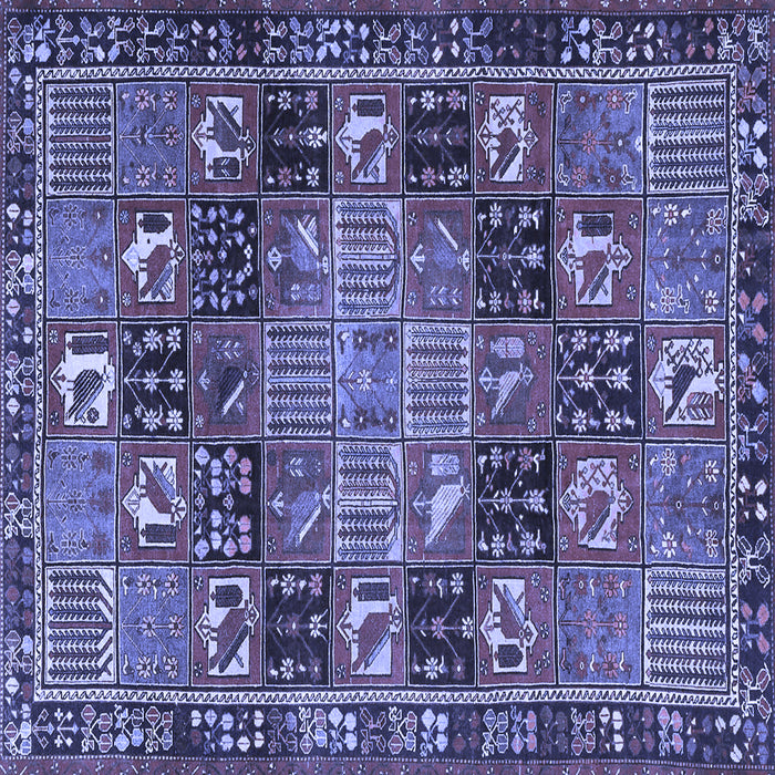 Square Machine Washable Persian Blue Traditional Rug, wshtr4290blu