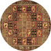 Round Persian Brown Traditional Rug, tr4290brn
