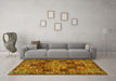 Machine Washable Persian Yellow Traditional Rug in a Living Room, wshtr4290yw