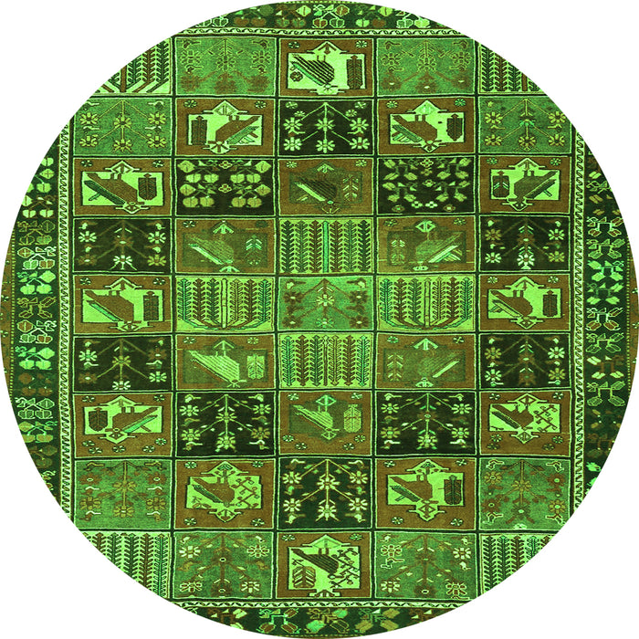 Square Persian Green Traditional Rug, tr4290grn