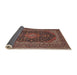 Sideview of Traditional Orange Salmon Pink Medallion Rug, tr4291