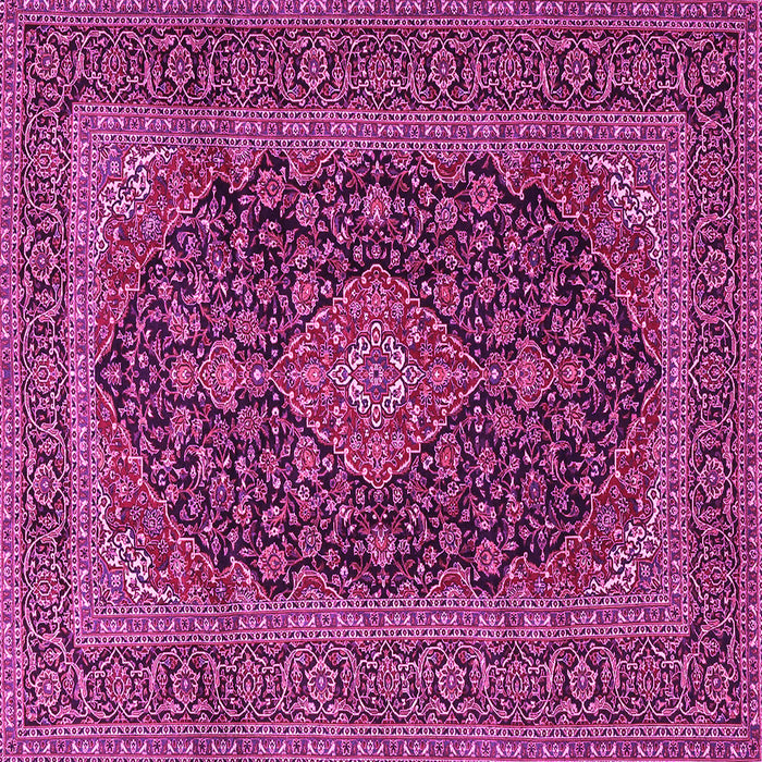 Square Machine Washable Medallion Pink Traditional Rug, wshtr4291pnk