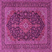 Square Machine Washable Medallion Pink Traditional Rug, wshtr4291pnk