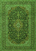 Serging Thickness of Machine Washable Medallion Green Traditional Area Rugs, wshtr4291grn