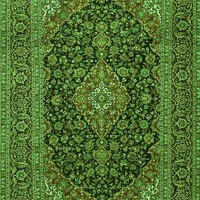 Serging Thickness of Machine Washable Medallion Green Traditional Area Rugs, wshtr4291grn