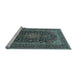 Sideview of Machine Washable Medallion Light Blue Traditional Rug, wshtr4291lblu