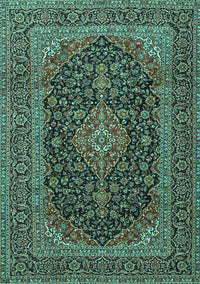 Medallion Turquoise Traditional Rug, tr4291turq