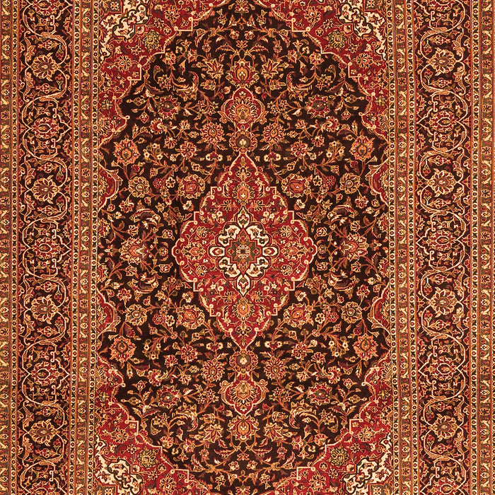 Serging Thickness of Machine Washable Medallion Orange Traditional Area Rugs, wshtr4291org