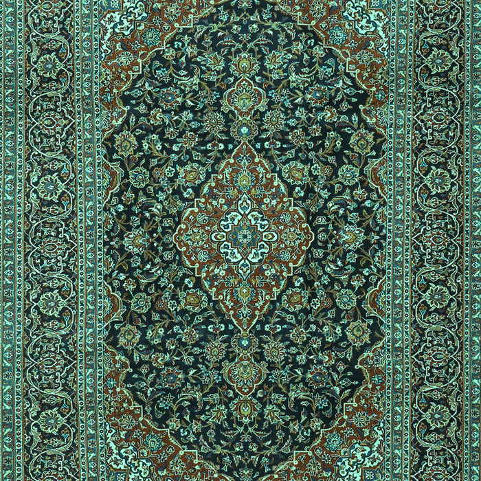 Machine Washable Medallion Turquoise Traditional Area Rugs, wshtr4291turq