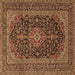 Square Medallion Brown Traditional Rug, tr4291brn