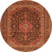 Machine Washable Medallion Orange Traditional Area Rugs, wshtr4291org