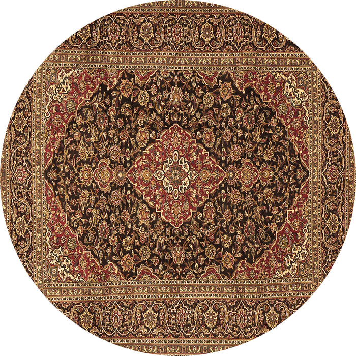 Round Medallion Brown Traditional Rug, tr4291brn